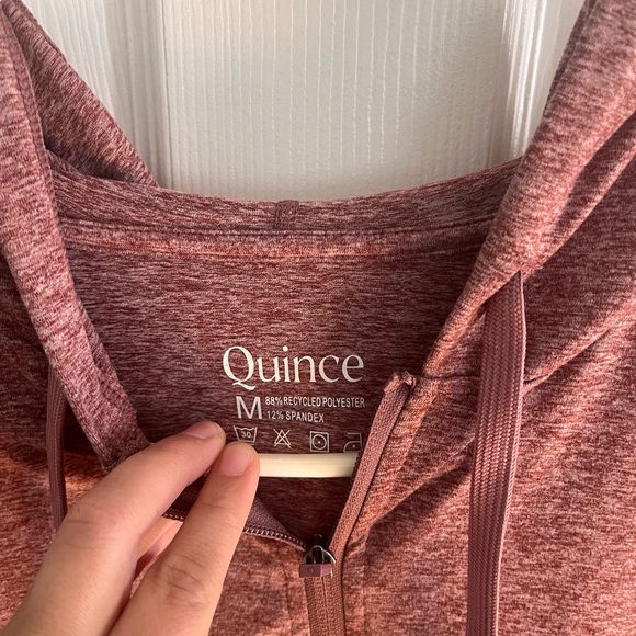 Quince Flowknit Super Soft Full Zip Hoodie in Heathered Rose Size Medium - Picture 5 of 7